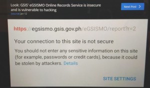 E-GSISMO insecurity as shown from an IMGUR posted apparently on January 12, 2017, photo of site by Dr. Atty. Ramiscal taken on July 29, 2017