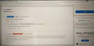 E-GSISMO's insecurity with REDDIT COMMENTS, photo taken of website by Dr. Atty. Ramiscal, July 29, 2017