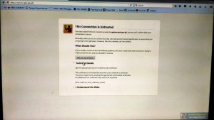 GSIS expose NETOPIA EGSISMO site uses an invalid security certificate Mozilla firefox picture copyright DRATTYNGRAMISCAL